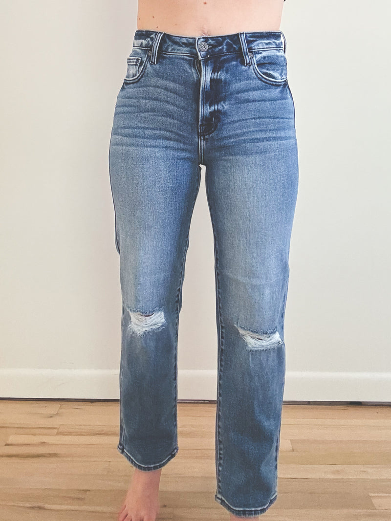 Kenzie Distressed Straight Leg Jeans