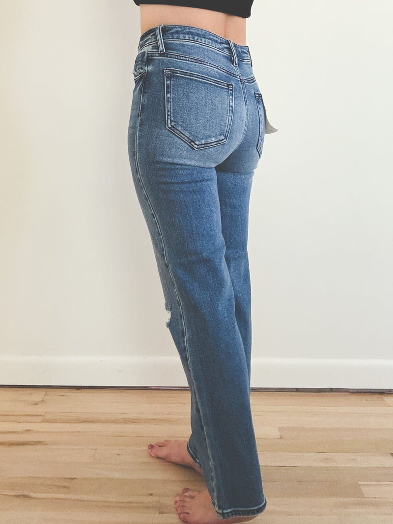 Kenzie Distressed Straight Leg Jeans