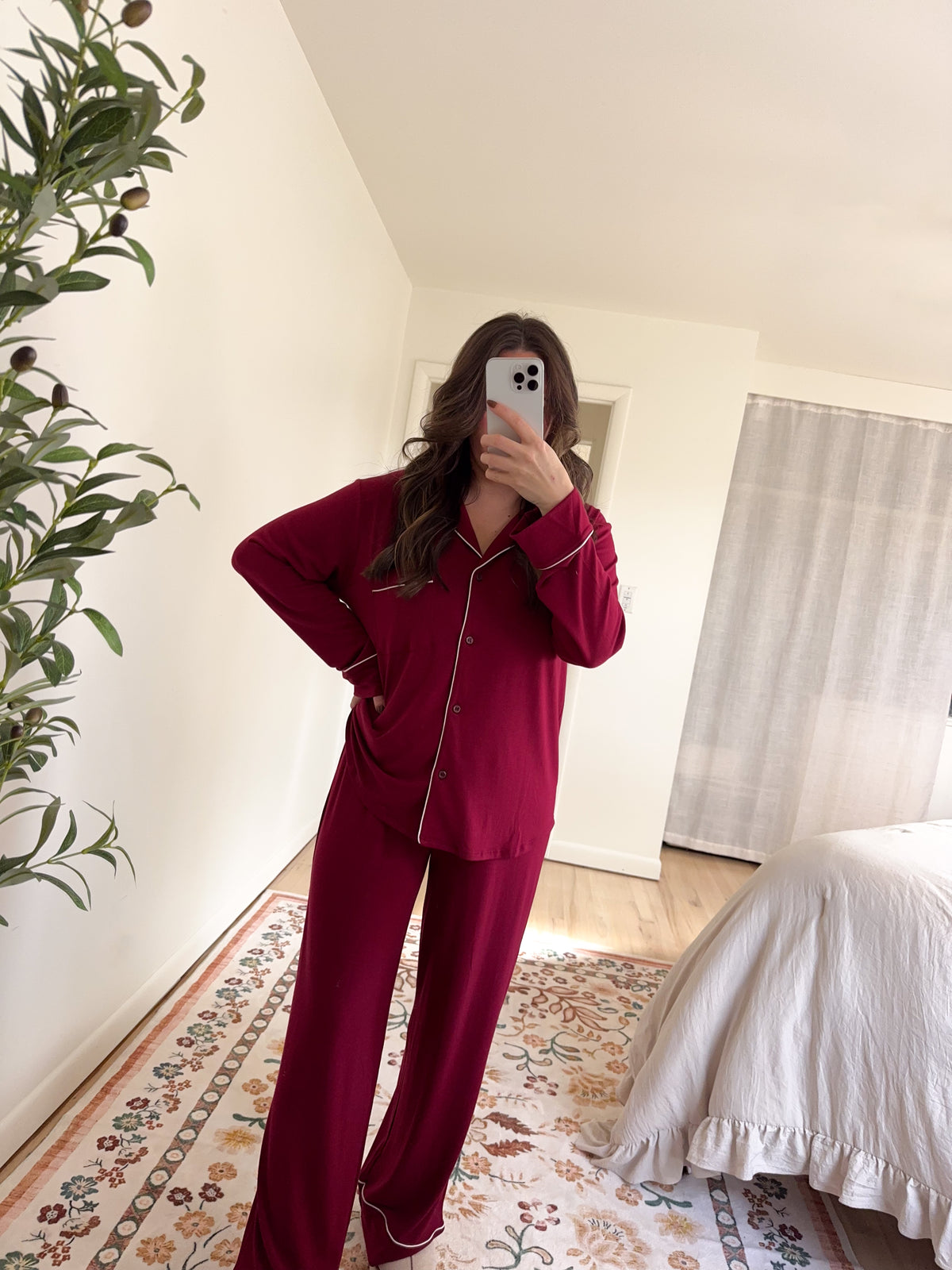 Mia Pajama Set Burgundy