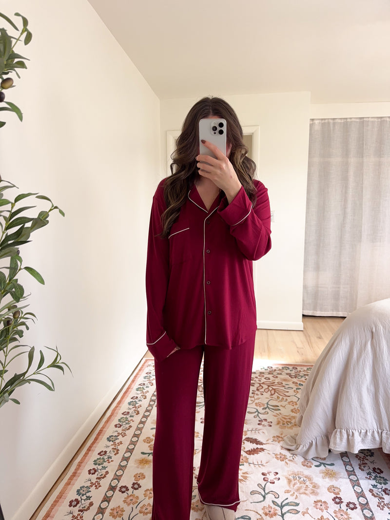 Mia Pajama Set Burgundy