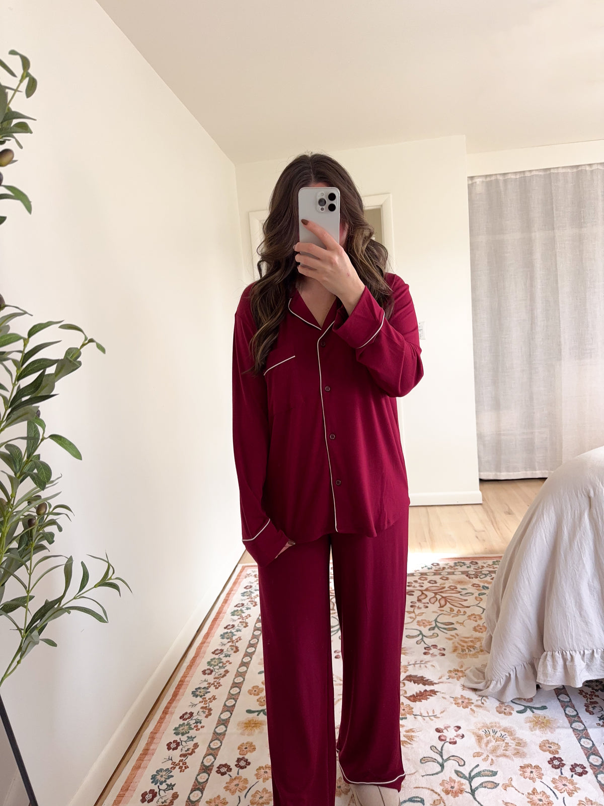 Mia Pajama Set Burgundy