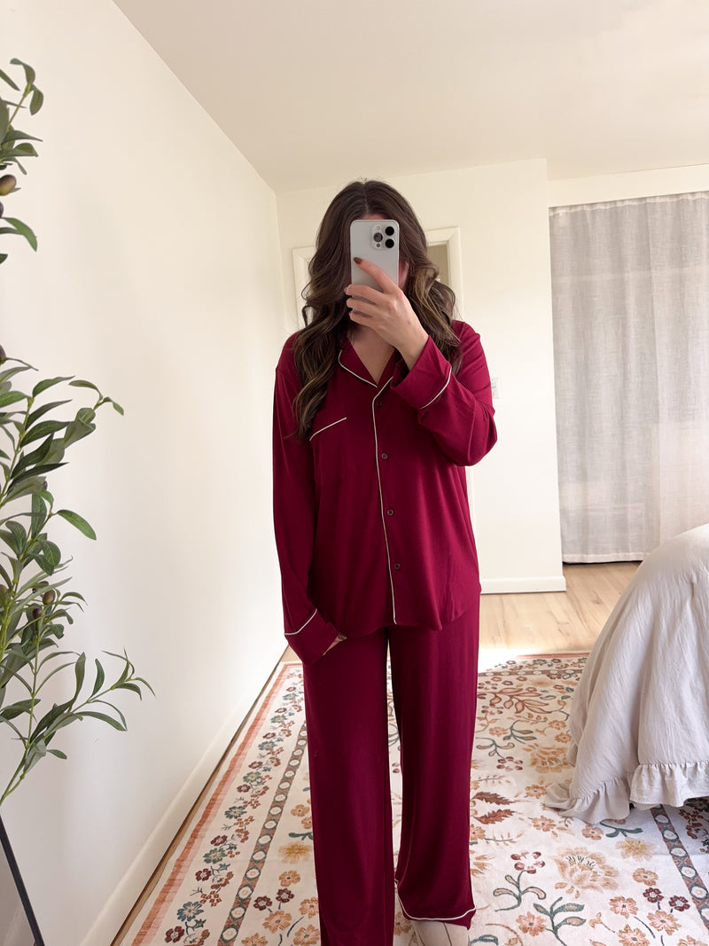 Mia Pajama Set Burgundy