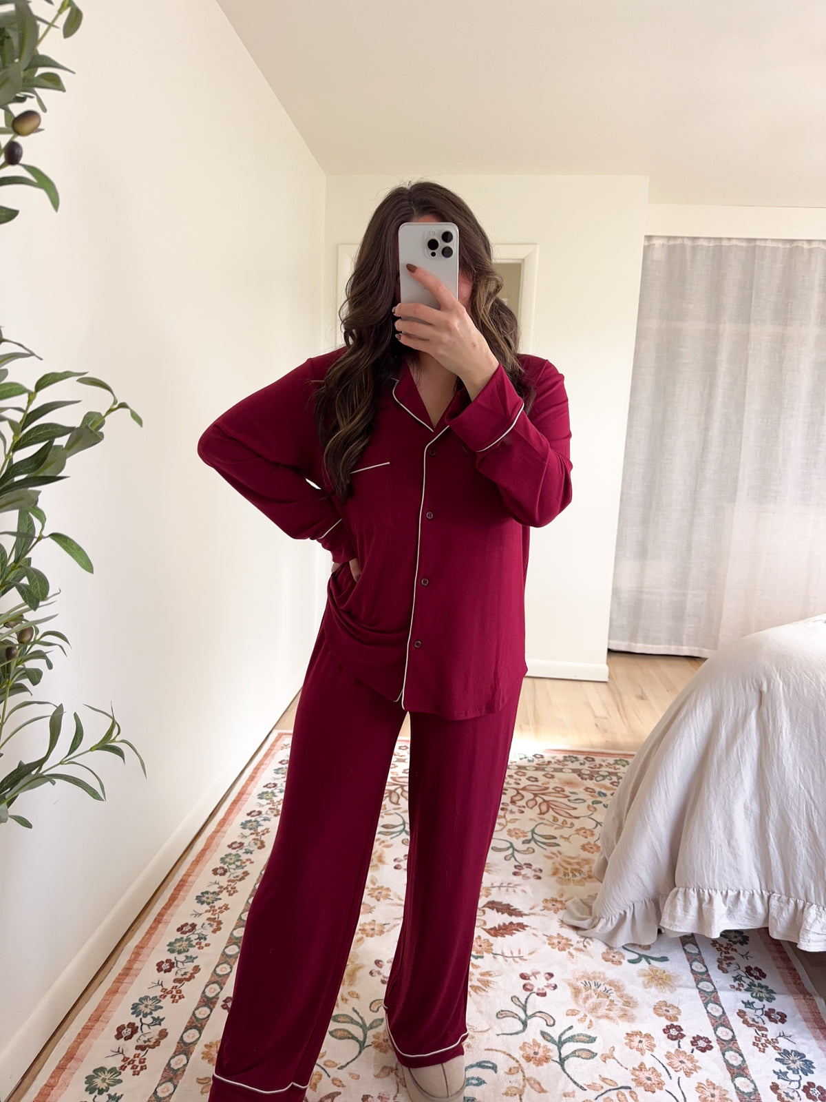 Mia Pajama Set Burgundy