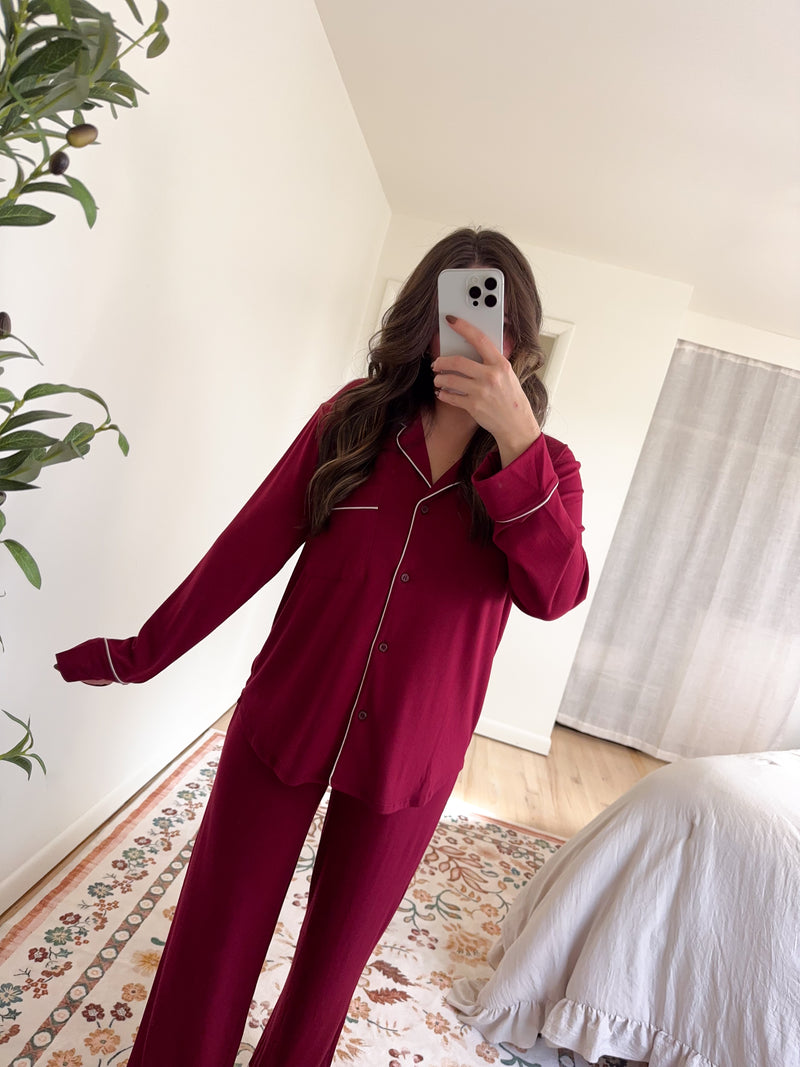 Mia Pajama Set Burgundy