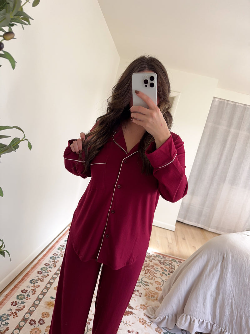 Mia Pajama Set Burgundy