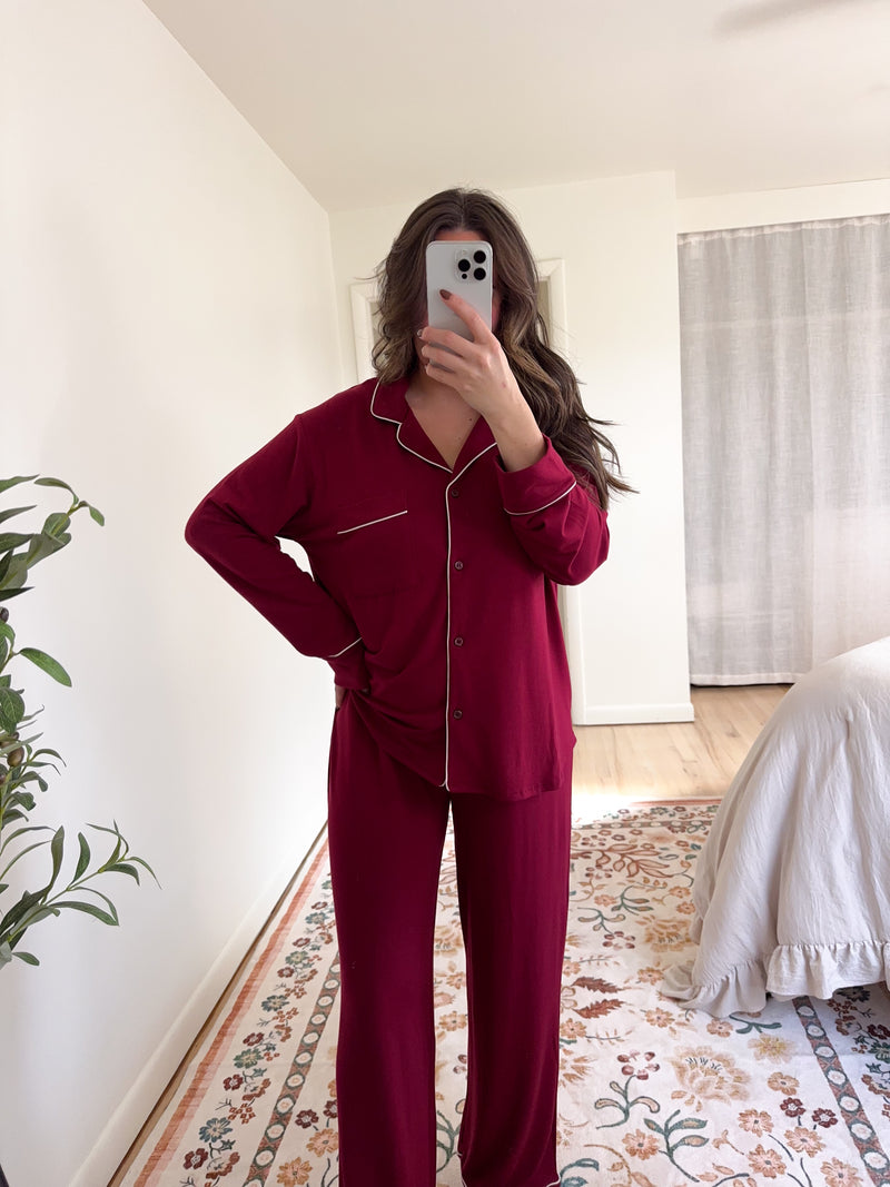 Mia Pajama Set Burgundy