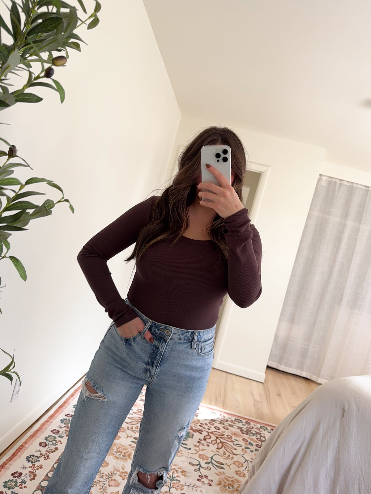 Molly Top Espresso Scoop Neckline