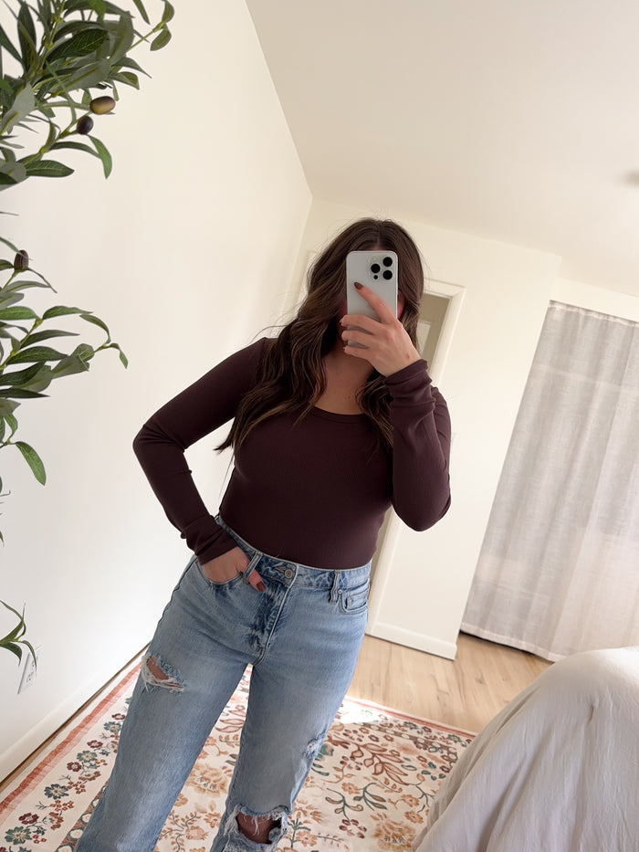 Molly Top Espresso Scoop Neckline