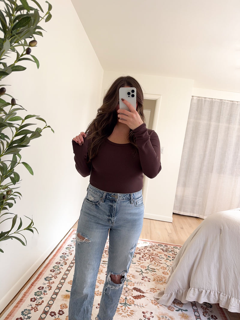 Molly Top Espresso Scoop Neckline