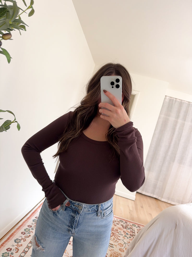 Molly Top Espresso Scoop Neckline