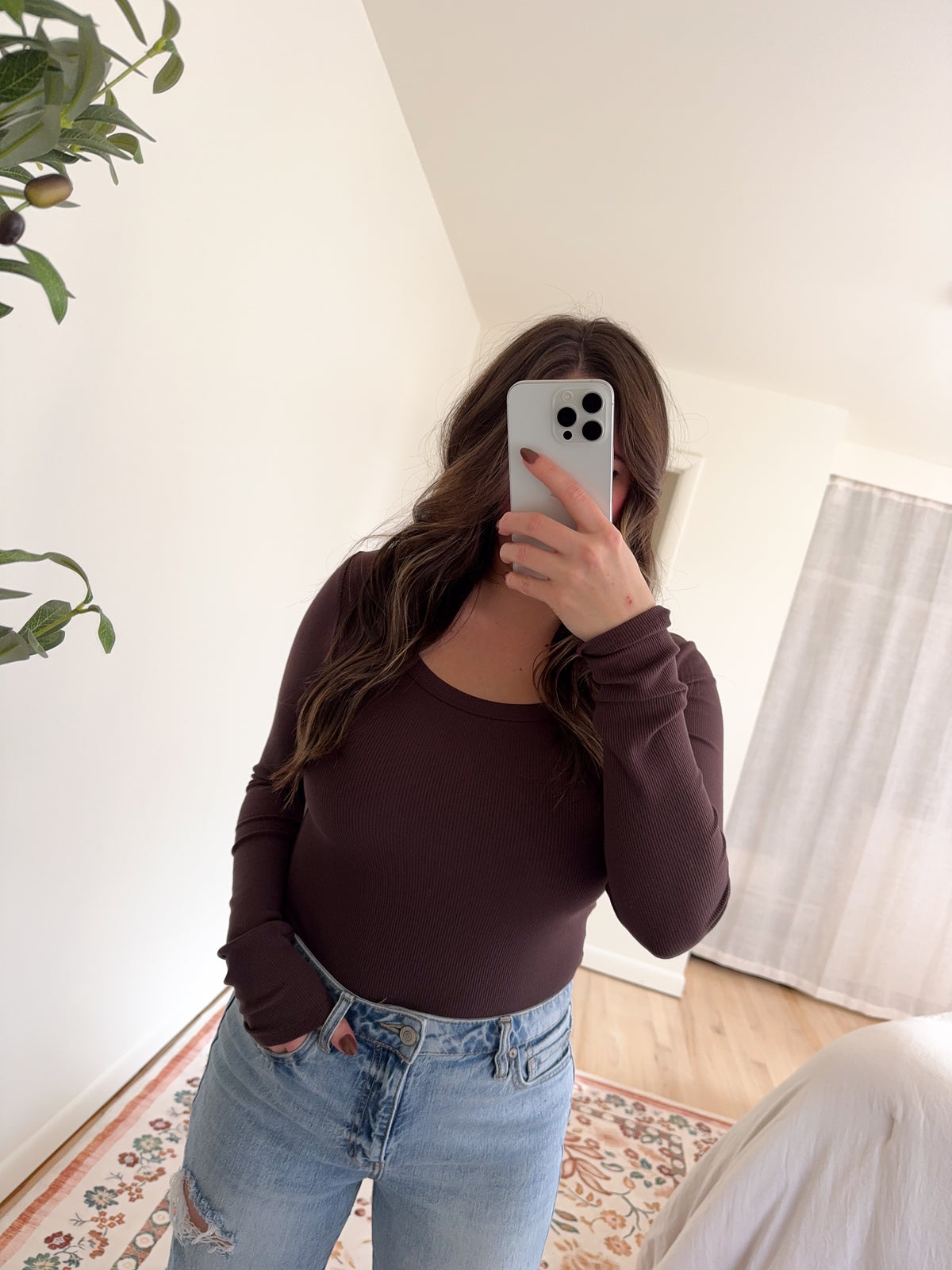 Molly Top Espresso Scoop Neckline