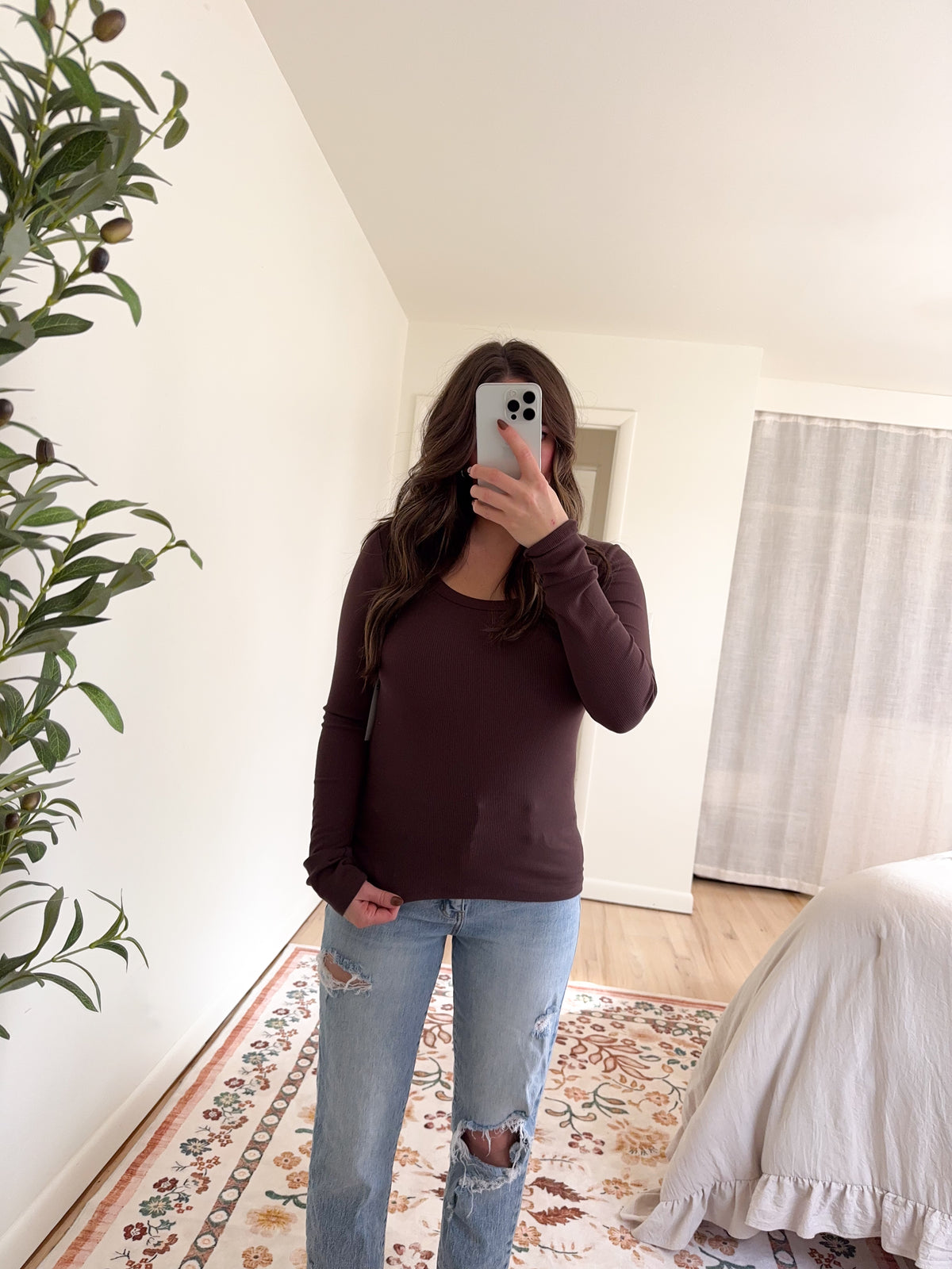 Molly Top Espresso Scoop Neckline